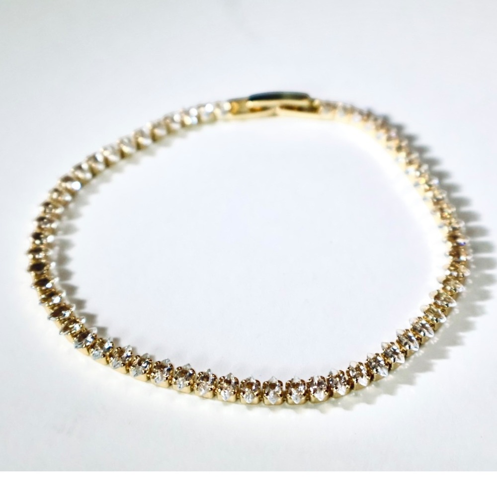 Swarovski Crystal Tennis Bracelet Gold Plated 7 Inch Marquise Cut NWT